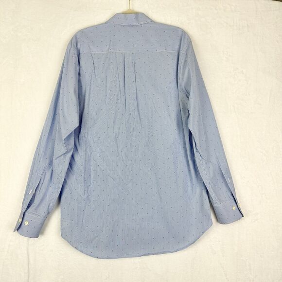 Peter Millar Pinstripe Cotton Long Sleeve Button Up Size Large Micro Diamond - Picture 2 of 4